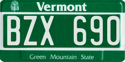 VT license plate BZX690