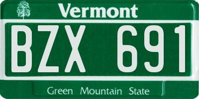 VT license plate BZX691
