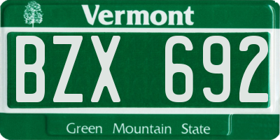 VT license plate BZX692