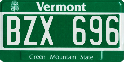 VT license plate BZX696