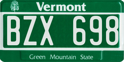 VT license plate BZX698