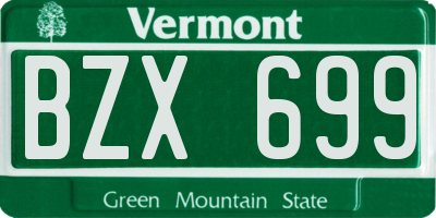 VT license plate BZX699