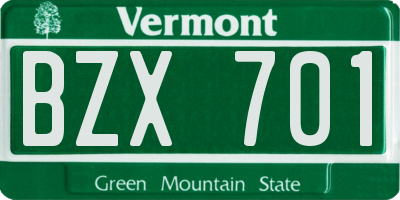 VT license plate BZX701