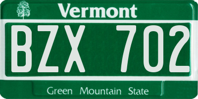 VT license plate BZX702