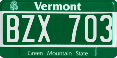 VT license plate BZX703