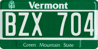 VT license plate BZX704