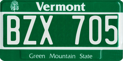 VT license plate BZX705