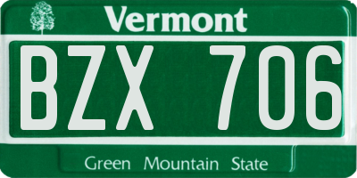 VT license plate BZX706