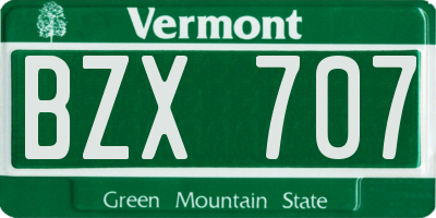 VT license plate BZX707