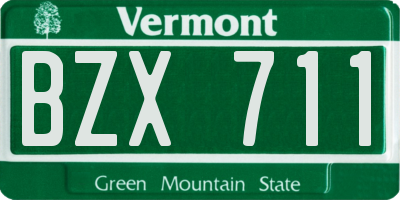 VT license plate BZX711