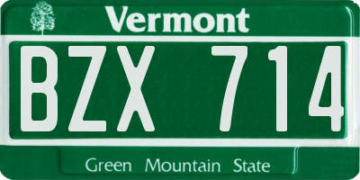 VT license plate BZX714