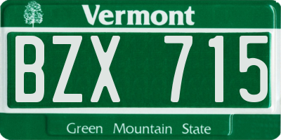 VT license plate BZX715