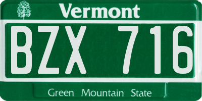 VT license plate BZX716