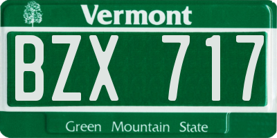 VT license plate BZX717