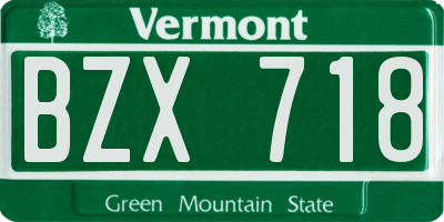 VT license plate BZX718