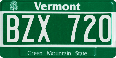 VT license plate BZX720