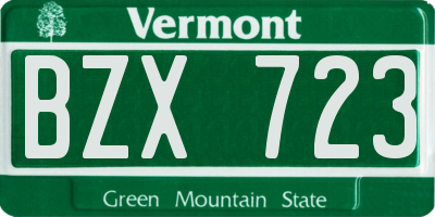 VT license plate BZX723