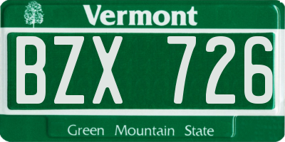 VT license plate BZX726