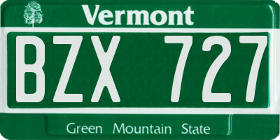 VT license plate BZX727