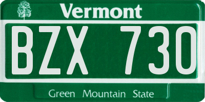 VT license plate BZX730