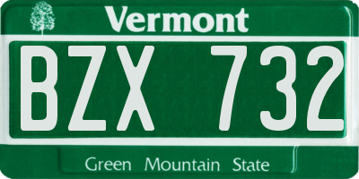 VT license plate BZX732
