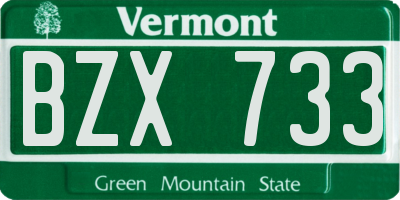 VT license plate BZX733