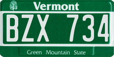 VT license plate BZX734
