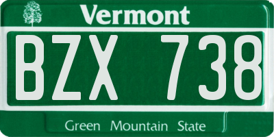 VT license plate BZX738
