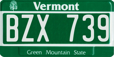 VT license plate BZX739