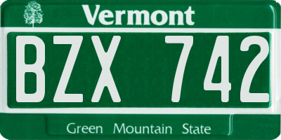 VT license plate BZX742