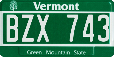 VT license plate BZX743