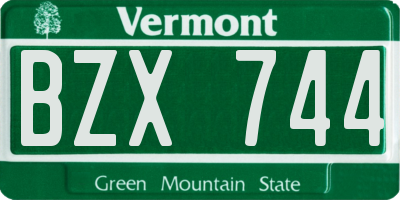 VT license plate BZX744