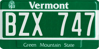 VT license plate BZX747