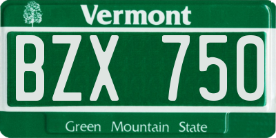 VT license plate BZX750