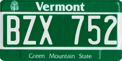 VT license plate BZX752