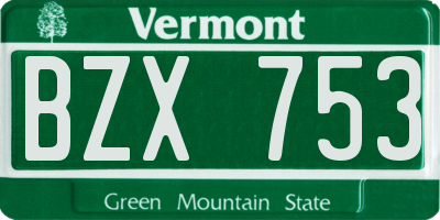 VT license plate BZX753