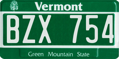 VT license plate BZX754