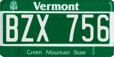 VT license plate BZX756