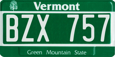 VT license plate BZX757