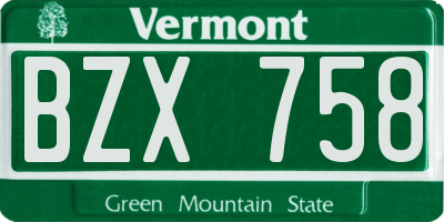 VT license plate BZX758