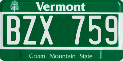 VT license plate BZX759