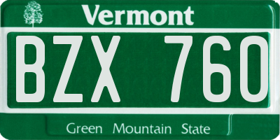 VT license plate BZX760