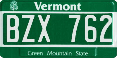 VT license plate BZX762