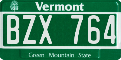 VT license plate BZX764