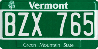VT license plate BZX765