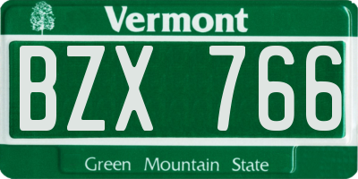 VT license plate BZX766