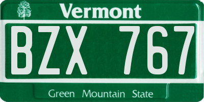 VT license plate BZX767