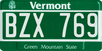 VT license plate BZX769