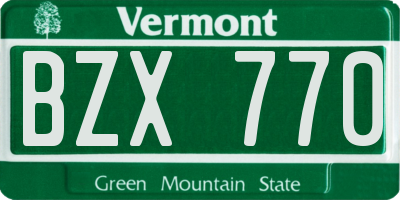 VT license plate BZX770