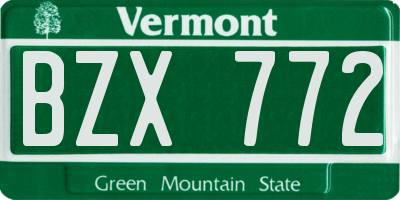 VT license plate BZX772